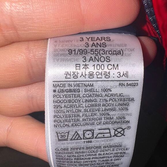 GAP Boys size 3T red puffer ColdControl Max Water Resistant Storm Cuffs Jacket - Picture 7 of 9